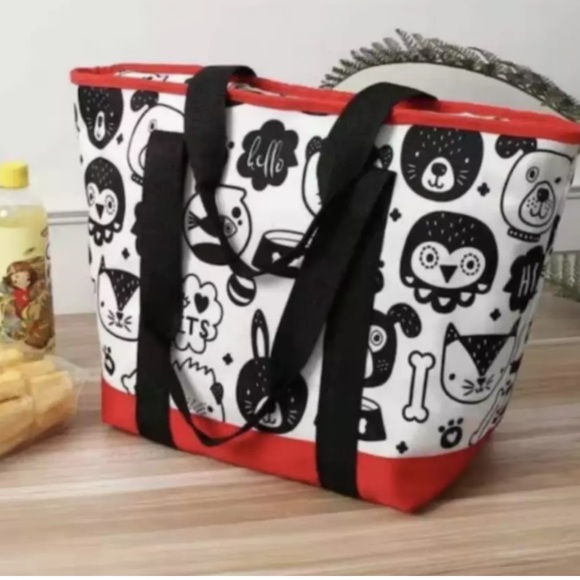 NWT Dog Doodle Large Insulated Grocery Tote Bag Canvas Heavy Duty 8 Gal Zipper - Picture 1 of 11
